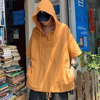 Plain Hooded Short-sleeve Top
