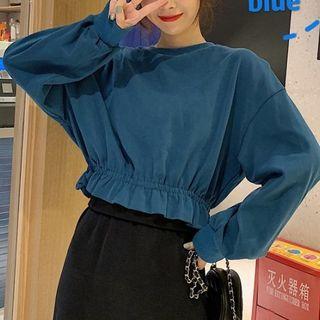 Ruffle Hem Pullover / Straight Fit Midi Skirt