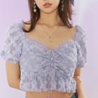 Puff-sleeve Rose Petal Top