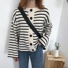 Striped Round-neck Cardigan
