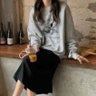 Print Long-sleeve Sweatshirt + High-waist Skirt