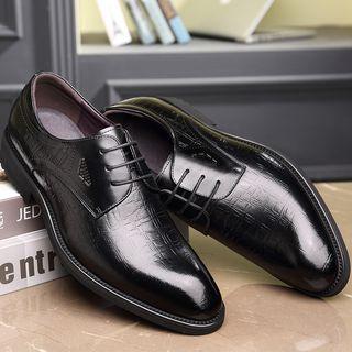 Grained Genuine Leather Lace-up Derby Shoes