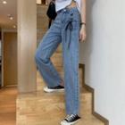 Lace Up Cropped Straight-fit Jeans