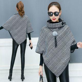 Pattern High-neck Poncho