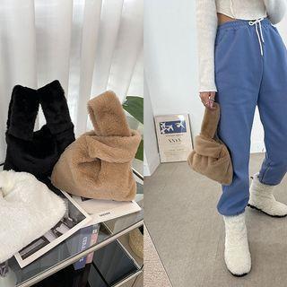 Plain Faux-fur Tote Bag