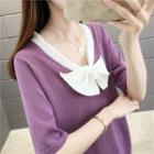 Short-sleeve Bow Sweater
