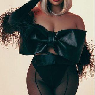 Faux Leather Bow Tube Top