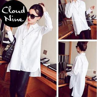 Asymmetric Hem Long Shirt