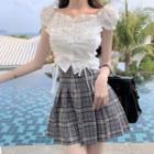Short-sleeve Top / Pleated A-line Skirt