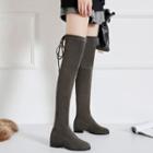 Elastic Suede Back Tie Over-the-knee Boots