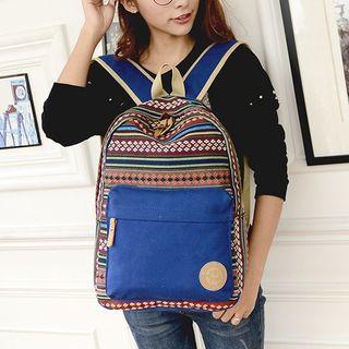Patterned Linen Backpack