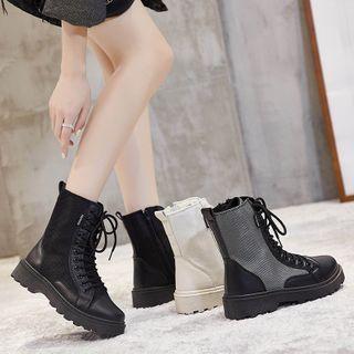 Platform Zip Lace Up Short Boots