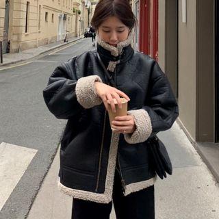 Fleece-lined Jacket Black - One Size