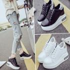 Platform Wedge Panel Lace-up Sneakers