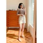 Zip-fly Washed Miniskirt