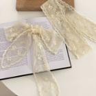Lace Narrow Scarf Hair Tie Beige - One Size