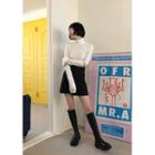 Turtleneck Slit-elbow Top