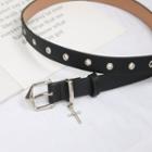 Faux Leather Grommet Belt Black - 105cm