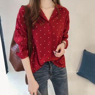 Polka Dot Chiffon Long-sleeve Shirt