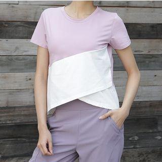Two-tone Crew-neck Short-sleeve T-shirt