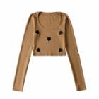 Long-sleeve Scoop-neck Heart Embroidered Cropped T-shirt