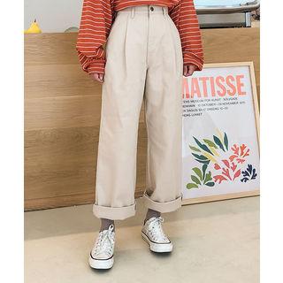 Pleated Front Straight-cut Pants
