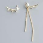 Faux Pearl Deer Dangle Earring 1 Pair - S925 Silver - Gold - One Size