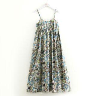 Floral Strappy A-line Midi Dress As Shown In Figure - One Size