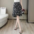 Floral Chiffon Asymmetric A-line Skirt