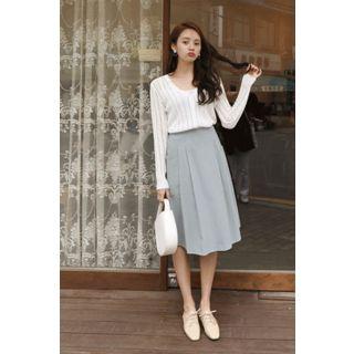 Pocket-side Flare Skirt