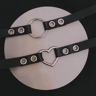 Hoop / Heart Alloy Faux Leather Choker