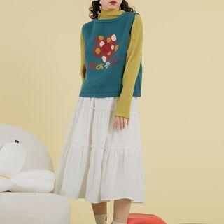 Round Neck Flower Print Sweater Vest