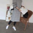 Set: Stripe Midi T-shirt Dress + Napped Leggings