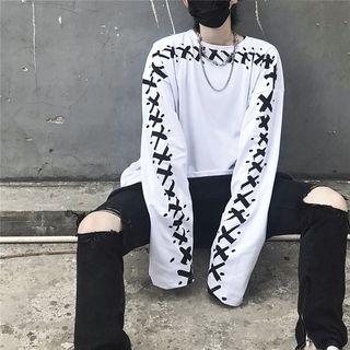 Couple Matching Long-sleeve Cross-pattern T-shirt