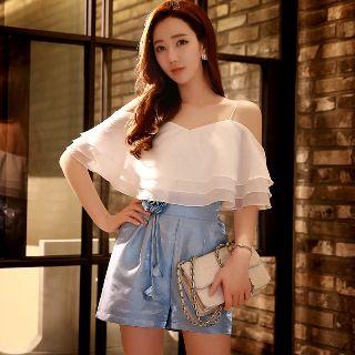 Off-shoulder Layered Playsuit