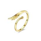 Simple And Fashion Plated Gold Wings Adjustable Ring Golden - One Size