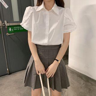 Short-sleeve Shirt / Mini A-line Pleated Skirt