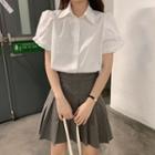 Short-sleeve Shirt / Mini A-line Pleated Skirt