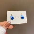 Disc Alloy Dangle Earring 1 Pair - Light Blue & Dark Blue - One Size