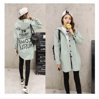 Hooded Lettering Buttoned Jacket