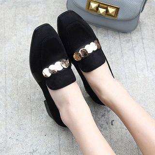 Metal Disc Heel Loafers