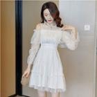 Cold-shoulder A-line Lace Dress
