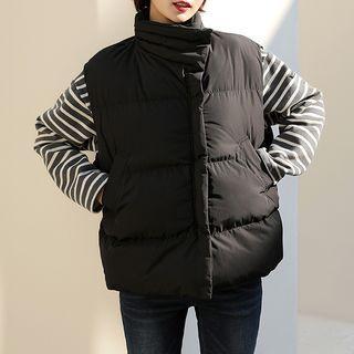 High-neck Zip-up Padded Vest