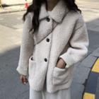 Buttoned Fleece Coat Off-white - One Size