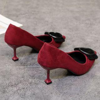 Pointed Buckled Kitten-heel Pumps
