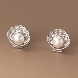 Shell Faux Pearl Sterling Silver Earring