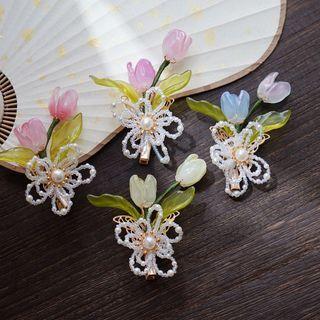 Flower Glass Hair Clip (various Designs)