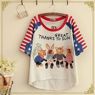 Animal Appliqu  Short-sleeve T-shirt