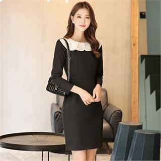 Contrast Layered Collar Sheath Dress