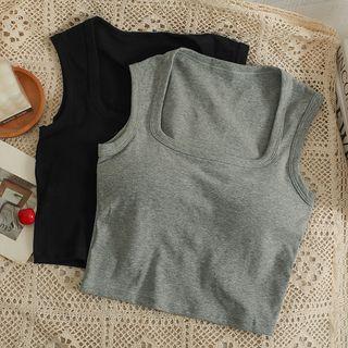 Square-neck Slim-fit Crop Tank Top